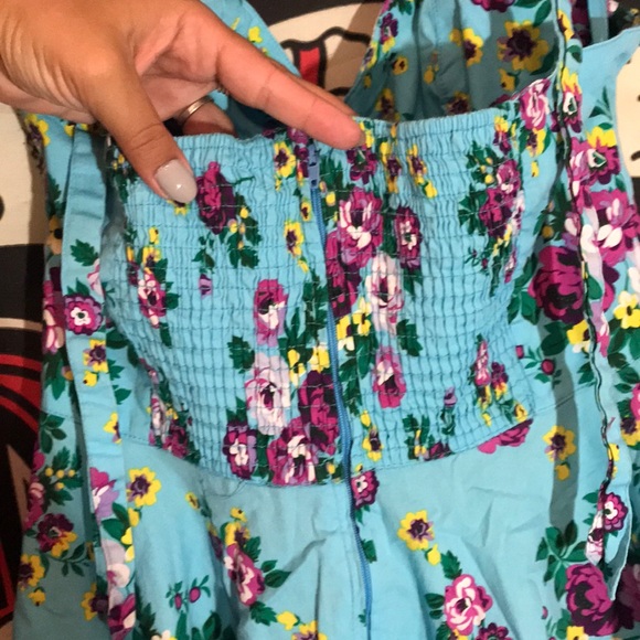 Hell Bunny Turquoise Floral Pinup Halter Dress 👗 - Picture 9 of 11